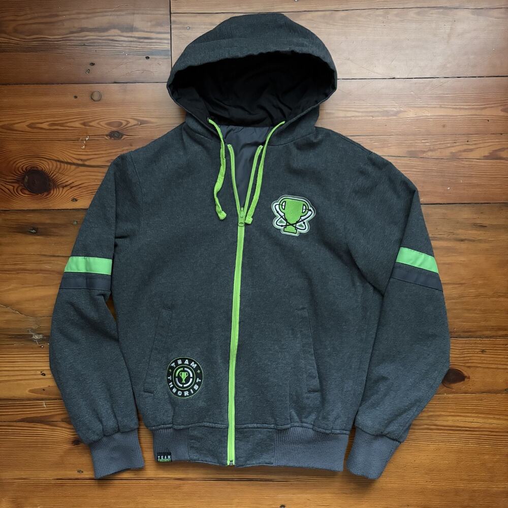 Game Theory Reversible Jacket Men's Size M Hooded Black Gray Gaming Full Zip